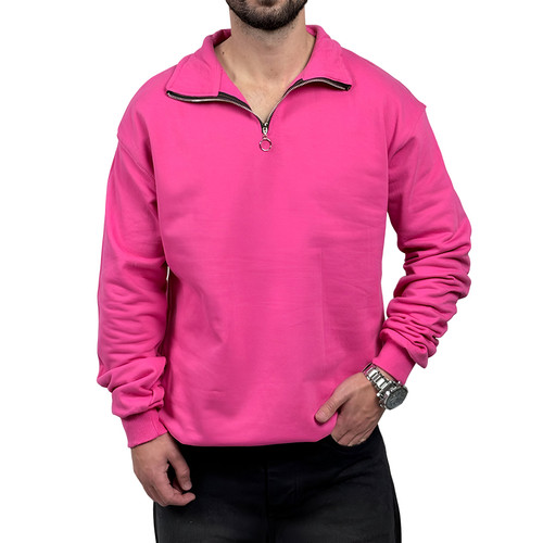 دورس مردانه ساده صورتی مدل یقه نیم زیپ