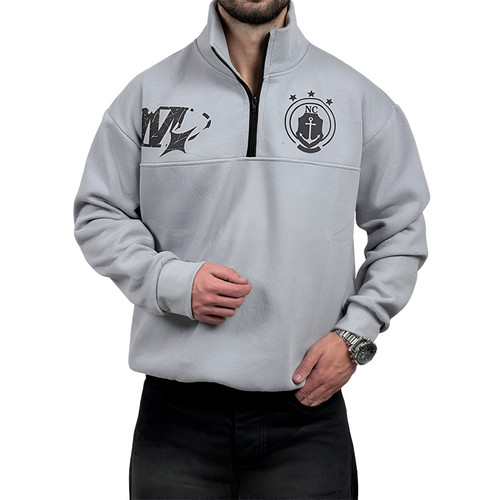 دورس مردانه یقه نیم زیپ طوسی طرح NC