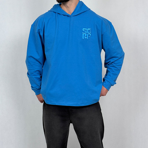 هودی مردانه آبی آسمانی پنبه دو نخ طرح مینیمال