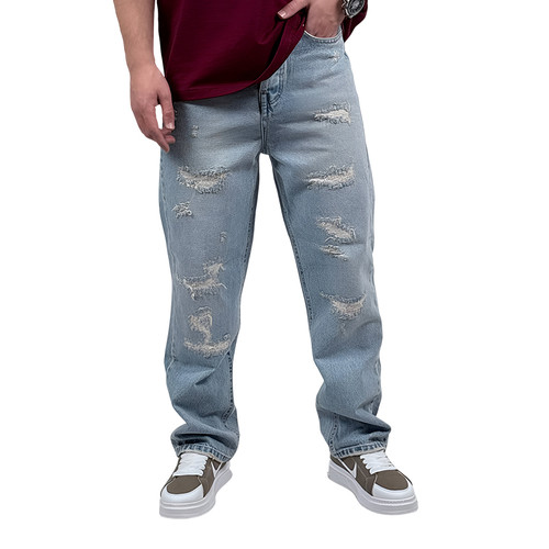 شلوار جین بگ مردانه آبی کد 6