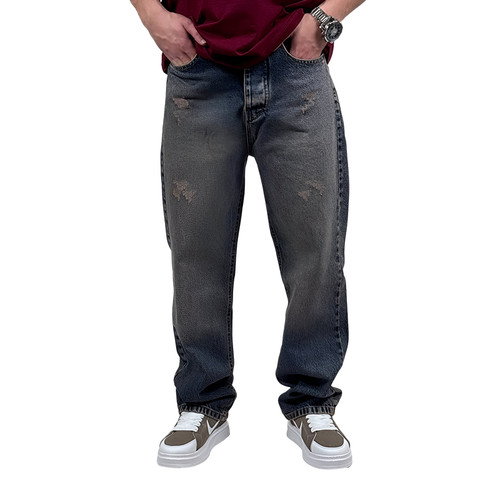 شلوار جین بگ مردانه آبی کد 10