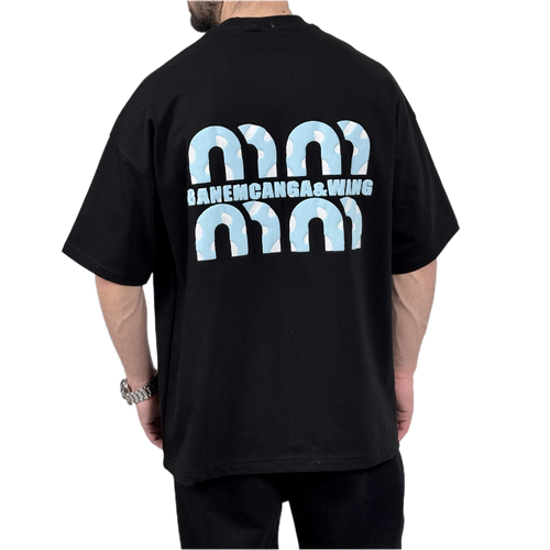 تیشرت آستین کوتاه مردانه مشکی دونخ مدل MIU MIU