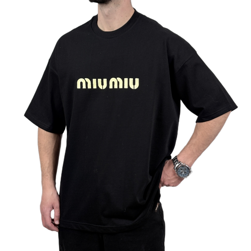 تیشرت آستین کوتاه مردانه دونخ مشکی مدل MIU MIU