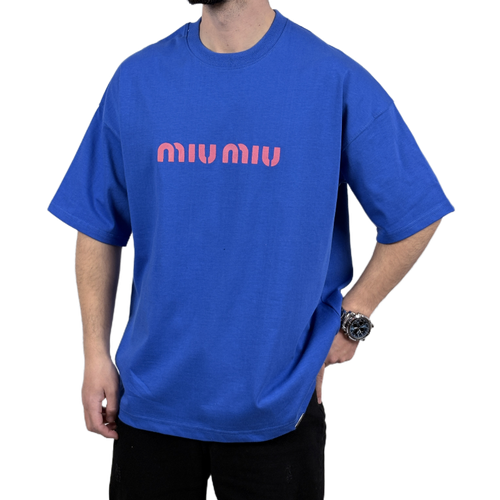 تیشرت آستین کوتاه مردانه دونخ آبی مدل MIU MIU