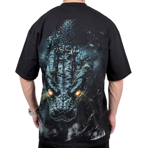 تیشرت آستین کوتاه مردانه مشکی مدل مار