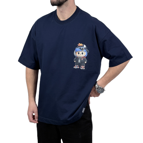 تیشرت آستین کوتاه مردانه آبی دونخ مدل مینیمال لبوبو