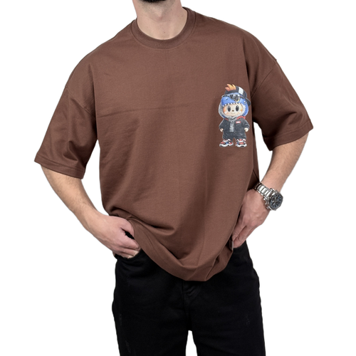 تیشرت آستین کوتاه مردانه قهوه ای دونخ مدل مینیمال